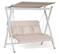 Blumfeldt FlexiSwing Balancelle Jardin 3 Places – Dossier & Auvent Réglables, 240 kg, Cadre Acier Résistant, Coussins Épais, Balancelle Extérieur Confortable