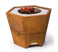 Blumfeldt Brasero Exterieur pour le Jardin, Brasero Grill Barbecue Gril, Couverture Pluie, Bol en Acier, Brasero Bbq Hexagonal avec Foyer Camping, Brûleur à Bois, Résistant aux Intempéries, Tisonnier