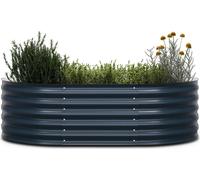 Blumfeldt High Grow Extended Jardinière Surélevée, 300L en Acier Galvalume Résistant à la Rouille & Gel, Design Semi-Circulaire Ergonomique 150x60x43 cm, Montage Facile, Jardiniere Exterieur