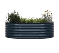 blumfeldt High Grow Extended Jardinière Surélevée, 300L en Acier Galvalume Résistant à la Rouille & Gel, Design Semi-Circulaire Ergonomique 150x43x60 cm, Montage Facile, Jardiniere Exterieur