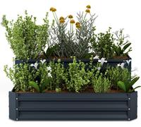 Blumfeldt Jardinière Surélevée 2 Niveaux, 405L en Acier Galvalume Résistant à la Corrosion, 120x90 cm, Pour Légumes & Herbes – Design Ouvert pour Drainage Optimal & Montage Facile