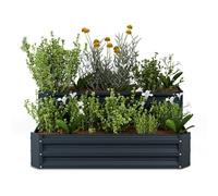 blumfeldt Jardinière Surélevée 2 Niveaux, 405L en Acier Galvalume Résistant à la Corrosion, 120x90 cm, pour Légumes & Herbes - Design Ouvert pour Drainage Optimal & Montage Facile