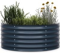 Blumfeldt Jardinière Surélevée High Grow Demi-Cercle, 200L en Acier Galvalume Antirouille & Gel, Design Ergonomique 43cm, Montage Facile – Pour Fleurs & Légumes