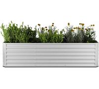 Blumfeldt Jardinière surélevée High Grow Straight, 1440 L en acier Galvalume résistant, Ergonomique & facile à monter, Pour fleurs, herbes & légumes – Jardinière d'extérieur rectangulaire, Argent