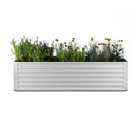blumfeldt Jardinière surélevée High Grow Straight, 1440 L en Acier Galvalume résistant, Ergonomique & Facile à Monter, pour Fleurs, Herbes & légumes - Jardinière d'extérieur rectangulaire, Argent