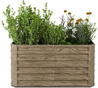 Blumfeldt Jardinière surélevée High Grow Straight, 432 L en acier galvanisé résistant, Aspect bois, Ergonomique & facile à monter pour fleurs, herbes & légumes – Jardinière d'extérieur