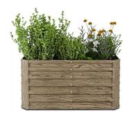 blumfeldt Jardinière surélevée High Grow Straight, 432 L en Acier galvanisé résistant, Aspect Bois, Ergonomique & Facile à Monter pour Fleurs, Herbes & légumes - Jardinière d'extérieur