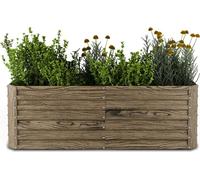 Blumfeldt Jardinière surélevée High Grow Straight, 972 L en acier galvanisé résistant, Aspect bois, Ergonomique & facile à monter pour fleurs, herbes & légumes – Drainage optimal
