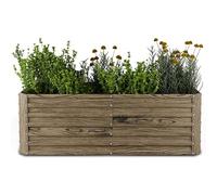blumfeldt Jardinière surélevée High Grow Straight, 972 L en Acier galvanisé résistant, Aspect Bois, Ergonomique & Facile à Monter pour Fleurs, Herbes & légumes - Drainage Optimal
