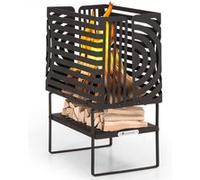 Blumfeldt Brasero Exterieur pour le Jardin et Terrasse, Brasero Portable, Couvercle Pare-Etincelles, Bol en Acier, Brasero BBQ Circulaire avec Foyer Camping, Brûleur à Bois Résistant aux Intempéries