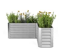 Blumfeldt Lit de Jardin Surélevé en L, 742L Acier Galvanisé, 160x160 cm, Ergonomique & Résistant aux Intempéries, Base Ouverte pour Drainage Optimal, Montage Facile, Idéal pour Coins de Jardin
