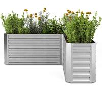 Blumfeldt Lit de Jardin Surélevé en L, 742L Acier Galvanisé, 160x160 cm, Ergonomique & Résistant aux Intempéries, Base Ouverte pour Drainage Optimal, Montage Facile, Idéal pour Coins de Jardin