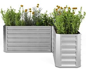 Blumfeldt Lit de Jardin Surélevé en L, 742L Acier Galvanisé, 160x160 cm, Ergonomique & Résistant aux Intempéries, Base Ouverte pour Drainage Optimal, Montage Facile, Idéal pour Coins de Jardin