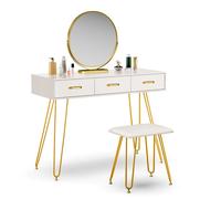 Blumfeldt LuxeConnect set de maquillage | tabouret inclus | miroir pivotant | thermolaqué