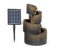 blumfeldt Mantua - Fontaine de Jardin d'eau Solaire, 2,8 Watts, Autonomie 5h, Panneau Solaire 17,5 x 14 cm, Extérieur-intérieur, Zen, 4 Cascades, Eclairage LED, Fonte