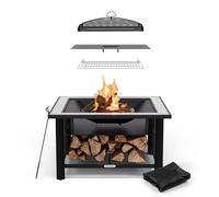 Blumfeldt Merano Avanzato Brasero Exterieur - 3-en-1 Brasero, Barbecue & Table, Plateau en Terrazzo, Cadre en Acier Robuste, Pare-Étincelles, Grille & Tisonnier Inclus, Idéal pour Jardin & Terrasse