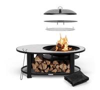 Blumfeldt Merano Circolo L Brasero Exterieur - 3-en-1 Brasero, Barbecue & Table, Plateau Terrazzo, Cadre Acier Robuste, Pare-Étincelles, Grille & Tisonnier Inclus, Idéal Jardin & Terrasse