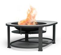 Blumfeldt Merano Circolo L Brasero Exterieur - 3-en-1 Brasero, Barbecue & Table, Plateau Terrazzo, Cadre Acier Robuste, Pare-Étincelles, Grille & Tisonnier Inclus, Idéal Jardin & Terrasse