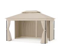 Blumfeldt Tonnelle Mondo Dual 3x4 – double toit, moustiquaires, armature métallique, beige