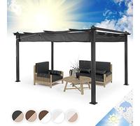 Blumfeldt Pantheon Cortina Awnings Tonnelle de Jardin, Pavillon de jardin en Aluminium de 2.95x3.95m Barnum avec Toit Rétractable en Polyester Waterproof et Protection contre les UV, Pergola, Gris