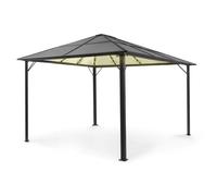 Blumfeldt Pergola Aluminium Polycarbonate 3x4m, Pergola Terrasse, Toit Rigide en Polycarbonate, Pergola en Verre Translucide et Eclairage LED Réglables, Structure Alu, Pergola 3x4, Tonnelle de Jardin