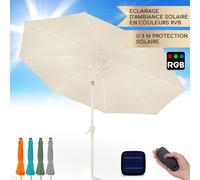 Blumfeldt Parasol de Jardin Exterieur et Balcon, Panneaux Solaires, Lumières LED, Protection UV, Etanche, Grand Parasol Deporte Réglables Hauteur et Angle, Parasols Exterieur Jardin, Avec ou Sans Pied