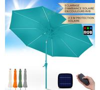Blumfeldt Parasol de Jardin Exterieur et Balcon, Panneaux Solaires, Lumières LED, Protection UV, Etanche, Grand Parasol Deporte Réglables Hauteur et Angle, Parasols Exterieur Jardin, Avec ou Sans Pied