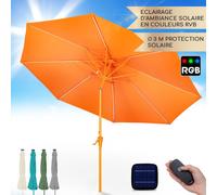 Blumfeldt Parasol de Jardin Exterieur et Balcon, Panneaux Solaires, Lumières LED, Protection UV, Etanche, Grand Parasol Deporte Réglables Hauteur et Angle, Parasols Exterieur Jardin, Avec ou Sans Pied