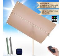 Blumfeldt Parasol Flex Garden Intelligent, Parasol de Jardin Exterieur et Balcon, Panneaux Solaires, Lumières LED, Protection UV, Etanche, Parasol Deporte Réglables Hauteur, Angle - Base Non Incluse