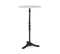 blumfeldt Patras Taverna Table Bistrot - Table Haute a Bord Decoratif, Mange-Debout avec Pied en Fonte, Interieur & Exterieur, Resistante a l'eau et au Gel, 60 cm Dia, 110 cm Hauteur, Blanc