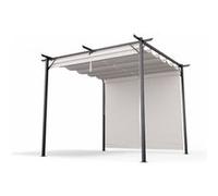 Blumfeldt Pergola Pantheon Robust 3x3 m acier thermolaqué toit polyester volets latéraux Beige