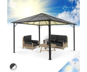 Blumfeldt Pergola Aluminium Polycarbonate 3x4m, Pergola Terrasse, Toit Rigide en Polycarbonate, Pergola en Verre Translucide et Eclairage LED Réglables, Structure Alu, Pergola 3x4, Tonnelle de Jardin