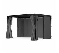 Blumfeldt LuminaHaven Pergola 3x4m avec rideaux et moustiquaires Pavillon Protection UV Cadre aluminium Résistant à la rouille Gris