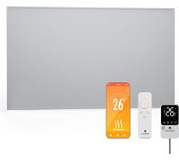 Blumfeldt radiateur infrarouge mural 600 W – thermostat externe, IP44, télécommande & appli, efficacité énergétique 95%, pour salle de bain, aluminium, verrouillage parental, 10-15 m²