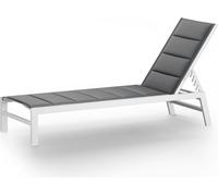 Blumfeldt Renazzo Transat Jardin Extérieur - Chaise Longue Inclinable 5 Positions, Cadre Aluminium Léger 6,8 kg, Tissu ComfortMesh Déperlant, Capacité 120 kg, Bain de Soleil Terrasse/Balcon, Blanc