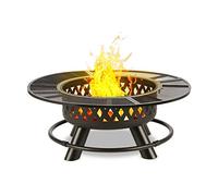 Blumfeldt Rosario Brasero 3-en-1 : Foyer, Barbecue et Table en Un - géant : Ø 120 cm, Grille Acier Inoxydable V2A pivotante et réglable en Hauteur : Ø 75 cm, Acier, Noir Graphite