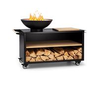 Blumfeldt Brasero Exterieur pour le Jardin, Brasero Plancha Portable avec Grille de BBQ, Bol en Acier, Brasero Barbecue avec Foyer pour le Camping, Brûleur à Bois, Ultra Solide, 128 x 90 x 59 cm