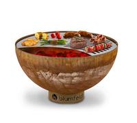 blumfeldt Savage Brasero avec Grille, Ø Brasero : 60,5 cm, Résistant à l'eau et au Gel, Combustible : Bois de Chauffage ou Charbon, Matériau : Acier, Housse Incluse, Type : Petit, Rouille