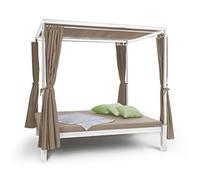 blumfeldt Senator Lounge - Double Chaise Longue de Jardin, 188 x 208 x 205 cm, Rembourrage 8 cm, Rideaux Opaques, étanche, Toit ouvrant, Max. 350 kg - Taupe