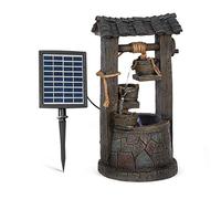 Blumfeldt Speyer - Fontaine de Jardin d'eau Solaire, 2,8 Watts, Autonomie 5h, Panneau Solaire 17,5 x 14 cm, Extérieur-intérieur, Forme de puit, Zen, 4 Cascades, Eclairage LED, Fonte