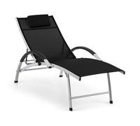 Blumfeldt Sun Valley Chaise longue de jardin pliante avec coussin - noir