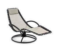 blumfeldt The Chiller - Chaise Longue à Bascule, Construction Stable, Anti-basculement, Surface de Couchage aérée, Facile d'entretien, Résistant aux intempéries en PVC, Ergonomique, Beige