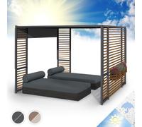 Blumfeldt Tonnelle de Jardin 3x3m en Metal avec Lattes en Contreplaqué, Barnum Pliant, LED à Energie Solaire 1,5W, Pergola Etanche, Tonnelle Extérieur avec Toit Imperméable, Résistant au Vent, UV 50+