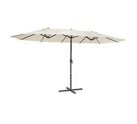 blumfeldt Twin Peaks - Parasol, Dimensions : 456 x 245 x 268 cm (lxHxP), Matériau : polyester, Facteur de protection UV 50, hydrofuge, pied en aluminium, protection antirouille, socle inclus, crème
