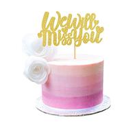 Blumomon 1 décoration de gâteau dorée à paillettes « We Will Miss You » pour changement d'emploi, départ à la retraite, remise de diplômes, fête, Doré