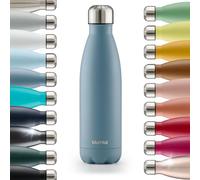 Blumtal® Bouteille isotherme Charles- Gourde 350ml - Gourde inox sans BPA froid&chaud- Contenant isotherme en métal- Bouteille d'eau- Gourde acier inoxydable- Bouteille isotherme 350ml - Bleu-gris