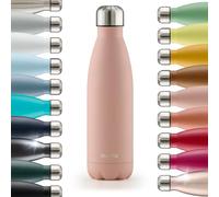 Blumtal® Bouteille isotherme Charles- Gourde 500ml - Gourde inox sans BPA froid&chaud- Contenant isotherme en métal- Bouteille d'eau- Thermo- Bouteille isotherme 500ml - Rose clair