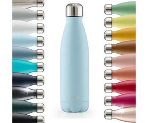 Blumtal® Bouteille isotherme Charles- Gourde 500ml - Gourde inox sans BPA froid&chaud- Contenant isotherme en métal- Bouteille d'eau- Thermo- Bouteille isotherme 500ml - Bleu Clair