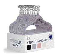 Blumtal Cintres Velours - Lot de 100 ceintres pour Adultes Haute qualité - Ceintre avec Porte-Cravates et encoches - Ceintres pour Adultes Pivotant à 360°- Cintres antidérapant - Cintre Velours Gris