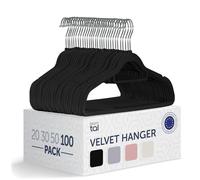 Blumtal Cintres Velours - Lot de 100 ceintres pour Adultes Haute qualité - Ceintre avec Porte-Cravates et encoches - Ceintres pour Adultes Pivotant à 360°- Cintre antidérapant - Cintre Velours Noir